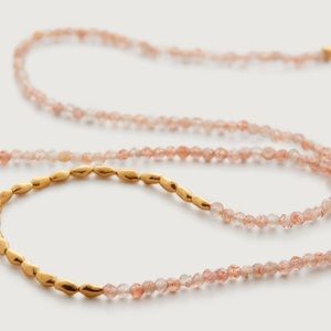 Monica Vinader Mini Nugget Gemstone Beaded Necklace in Sandstone